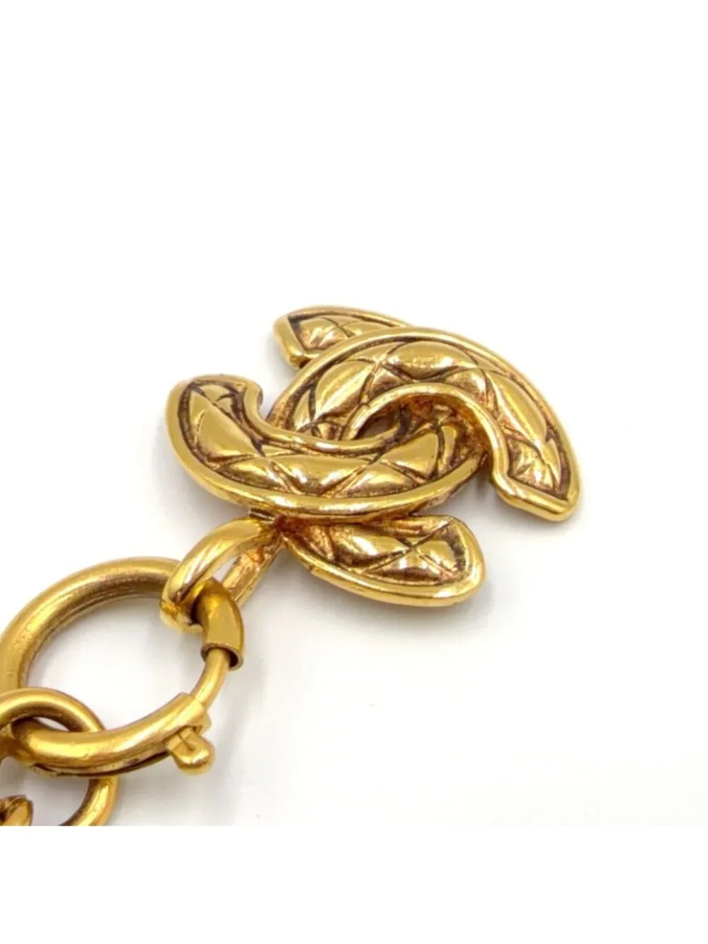 Chanel Quilted CC Logo Gold Plated Necklace